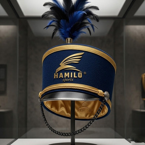 Chapeaux et casquettes Shako tendance vintage en cuir et laine 100% avec broderie à la main, logo personnalisé sur demande - Product Image 1