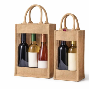 Bolsa de Vino de Yute Natural Ecológica 2026 con Logotipo Personalizado, Bolsa de Compras con Asas e Impresión Personalizada - Product Image 1