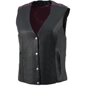 Chaleco de Motociclista de Cuero Clásico Premium para Mujer Samroz Sports con Bordado Artístico - Product Image 2