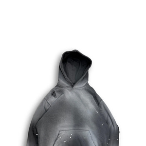 Sweat-shirt à capuche personnalisé noir en coton épais pour homme - Product Image 4