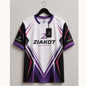 T-shirt de performance personnalisé blanc, violet, noir-rose pour l'industrie Ziakot (vente en gros) - Product Image 1