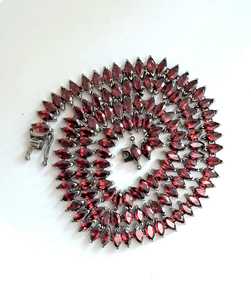 Collier avec pendentif marquise plaqué or 18 carats 3x6mm, 16 pouces, 22 grammes, en argent sterling 925, pierre précieuse grenat rouge certifiée, collier cadeau - Product Image 6