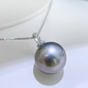 สร้อยคอจี้เดี่ยวสีเทาแพลตตินัมตาฮิติ เงินแท้ S925 พร้อมไข่มุกทะเลธรรมชาติ ตัวล็อคอเนกประสงค์ สร้อยคอจี้สวยงาม - Product Image 4