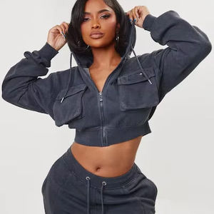 Ensemble de survêtement 2 en 1 pour femmes, veste zippée à manches longues avec poches latérales, pantalon de jogging sportif, vêtements d'hiver - Product Image 1