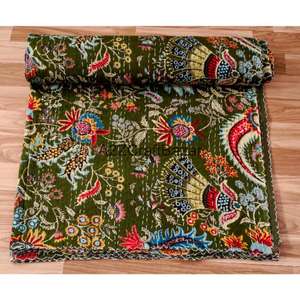 Juego de Edredón de Algodón Orgánico Estampado a Mano, Edredón de Lujo Personalizado, Tradicional, Kantha, Vintage, Transpirable, para Todas las Estaciones, para Hotel - Product Image 3