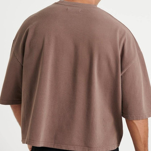 Camiseta de punto con corte cuadrado y logotipo personalizado, 100% algodón, de secado rápido, transpirable, con diseño liso, 220g, corte regular para hombre - Product Image 4