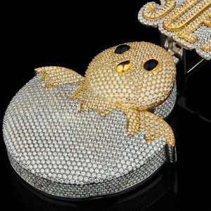 Custom Bail Raised Letter Moissanite Pendant <b>Solid</b> 925 Sterling <b>Silver</b> Real Gold Plated Hip Hop Logo for <b>Necklace</b> Jewelry - Product Image 2