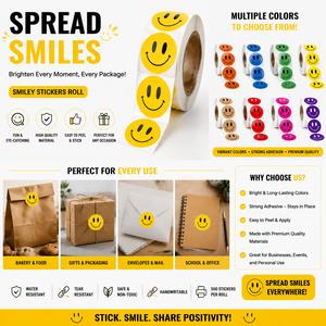 Custom Smiley <b>Sticker</b> <b>Roll</b> Self Adhesive Labels Colorful Face <b>Stickers</b> For Packaging Gift Wrapping Office School And Product - Product Image 4