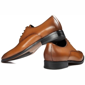 Popular Luxury Genuine Men's Lace-up Waterproof Embroidered Pointed Toe Shoes Strap-style Heel Design for Autumn Office Career - Product Image 5