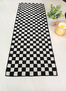 Modern <b>Black</b> White Checkerboard Rectangle Fabric Table <b>Runner</b> Non-Slip Mats & Pads - Product Image 2