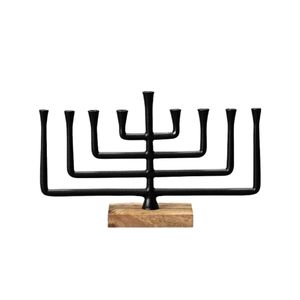 Candelabro de hierro forjado a mano con 9 velas, acabado con recubrimiento de polvo negro mate, para iluminación de dormitorio, decoración y regalos. - Product Image 1