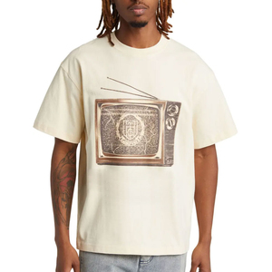 Men's Casual Acid Wash Vintage Canvas T-Shirts Cotton <b>Drop</b> Shoulder with Custom O-neck Cartoon Print Short Sleeves - Product Image 6