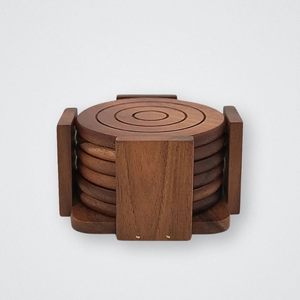 Posavasos de Madera Hechos a Mano Ecológicos de Primera Calidad con Soporte, Decoración Redonda de Estilo Rústico para Mesa, para Uso en el Hogar, Hoteles y Restaurantes - Product Image 3