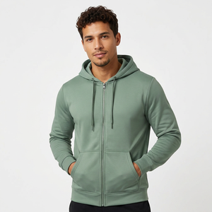 Sudadera con Capucha de Punto para Hombre, Color Sólido, Cierre Completo, Corte Regular, Informal, para Otoño - Product Image 5