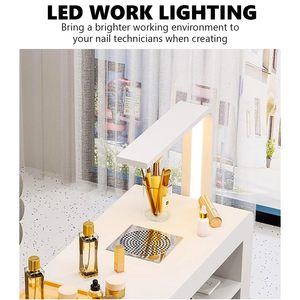 Table de travail moderne pour salon de manucure |    Station de manucure et pédicure avec lumière LED |    Mobilier de beauté professionnel - Product Image 4