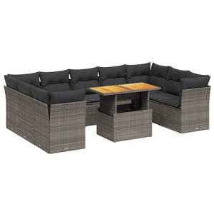 Grey Garden <b>Sofa</b> Set <b>Outdoor</b> <b>Rattan</b> Furniture Cushioned Contemporary Design UV Resistant PE Wicker Patio Seating - Product Image 2