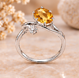 Anillo de Citrino en Plata de Ley 925, Anillo con Gema Amarilla, Joyería Ovalada, Elegante Regalo para Ella - Product Image 2