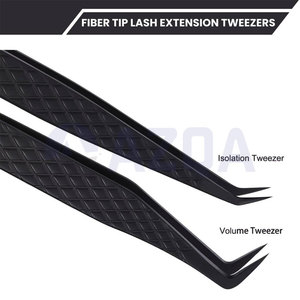 Professional Stainless Steel Black Coated Eyelash Extension Tweezers Set with PU Leather Storage Pouch - Product Image 6