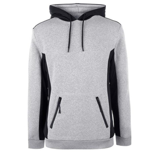 Sweat-shirt à capuche pour homme gris et noir avec empiècements, en polaire décontracté avec poches zippées, coupe classique, idéal pour l'automne - Product Image 4