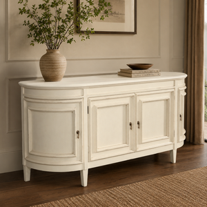 Luxury French Traditional Solid Mahogany Wood <b>Sideboard</b> with 4 Doors <b>Storage</b> Cabinet for Living Room & Dining - Product Image 5