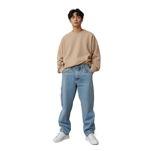 Pantalon en jean ample et décontracté pour homme, coupe large, style streetwear, personnalisable OEM ODM, 100 % coton, respirant, séchage rapide - Product Image 4