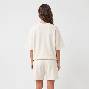 Conjunto de Camiseta y Pantalones Cortos para Mujer, Color Sólido, Alta Elasticidad, con Logotipo Personalizado, Verano, Sexy, Talla Grande, Venta al Por Mayor - Product Image 6