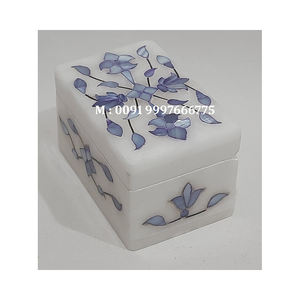 Hexagonal Shape Natural White Marble Mix Mother Of Pearl Inlaid Jewellery <b>Box</b> Handmade Flower Design Used Home And Office Decor - Product Image 5