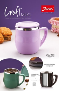 Mug isotherme en acier inoxydable Anax avec couvercle et poignée, tasse sous vide de 200 ml pour la maison, le bureau et les voyages - Product Image 4