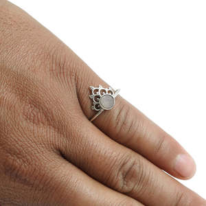 Minimalist Crown Design <b>Ring</b> <b>Crafted</b> From 925 Sterling Silver Fine Bohemian <b>Ring</b> Comes With Brilliant Round Cut Druzy Gemstone - Product Image 2