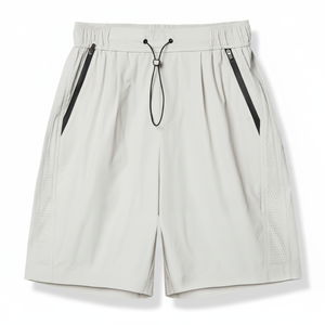 Pantalones Cortos HORIZON Color Gris Piedra con Cordón Ajustable para Hombre, Mezcla de Algodón, Detalle de Cierre Trasero, Estilo Casual Holgado - Product Image 5