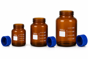 Botellas de Vidrio Ámbar de Boca Ancha de 250 ml, 500 ml y 1000 ml para Reactivos Químicos de Laboratorio y Uso Farmacéutico con Tapas de Rosca - Product Image 6