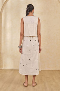 Vestido maxi sin mangas con cuello halter geométrico de tejido natural, estilo crop top, holgado, informal, de verano, ecológico, con borlas para mujer - Product Image 1