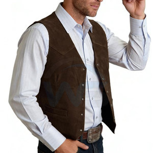 Chalecos Casuales de Cuero Estilo Western para Exteriores con Múltiples Bolsillos de Almacenamiento, Ajuste Cómodo y Construcción de Tela Resistente - Product Image 2