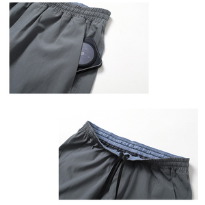 Men's Solid Color Quick Dry Elastic Waist Bermuda <b>Shorts</b> with Pockets Casual Mid Rise <b>Woven</b> Pants - Product Image 6
