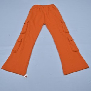 Premium Quality Mens Orange Fleece <b>Cargo</b> <b>Pants</b> <b>Elastic</b> <b>Waist</b> Drawstring Flare Leg Casual Autumn Wear Breathable Multiple Pockets - Product Image 6