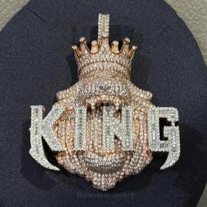 Pass Diamond Tester Iced Out Moissanite nombre colgante personalizado 925 Plata VVS diamante Hip Hop letra colgante Cadena de eslabones para rapero - Product Image 4