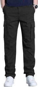 Men's <b>Cargo</b> Pants <b>Stretch</b> Sweatpants Elastic Drawstring Casual Workout Joggers Hiking Tactical Pants with 6 Pockets - Product Image 2
