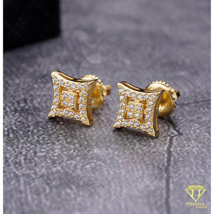 Pendientes geométricos de plata 925 con forma de diamante y marco de piedra brillante, joyería moderna para mayoristas y minoristas - Product Image 2