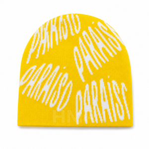 Gorros de Invierno Acrílicos de Alta Calidad HMR Sisterhood Brotherhood, Color Amarillo Jacquard, Bordados con Letras, Unisex, Estilo Urbano - Product Image 1