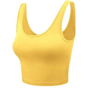 Women <b>Yellow</b> Crop Sports Bra <b>Tank</b> <b>Top</b> Yoga Gym Fitness Workout Activewear <b>Top</b> Wholesale Athletic Training Running Exercise Bra - Product Image 3
