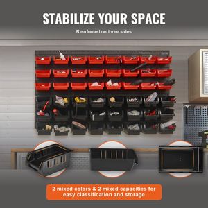 Wall Mounted 48-<b>Bin</b> Parts Rack Organizer <b>Plastic</b> Garage Shop Tool Organizer with Nuts Bolt for Tool <b>Storage</b> in Home or Office - Product Image 4
