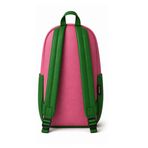 Sac à dos de sororité élégant bicolore, réversible, imperméable, antibactérien, avec logo brodé rose et vert, de la collection de regalia maçonniques Heritage. - Product Image 2