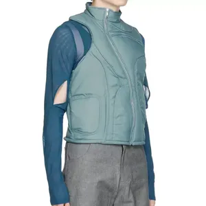 Unisex Puffer Vest Turtleneck Zipper Closure Solid Color Windproof Polyester Wadding Autumn Sporty Style Regular Fit - Product Image 3