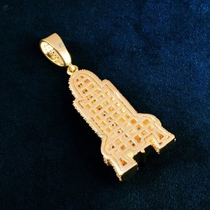Pendentif Navette Spatiale en Moissanite Plaqué Or, Breloques Hip Hop, Bijoux Quotidiens, Collier Pendentif Micro-Incrusté Or Pavé - Product Image 2