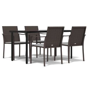 Set da Pranzo da Giardino in Rattan PE con 4 Posti, Struttura in Acciaio, Arredamento Esterno Contemporaneo - Product Image 4
