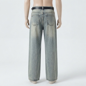 <b>Men's</b> <b>High</b> <b>Waist</b> Wide Leg Denim <b>Jeans</b> With Skeleton Print Loose Fit Stonewashed Streetwear Pants Autumn Style - Product Image 2