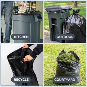 TH GB-033 40 45 Gallon Large Black Heavy Duty HDPE Trash <b>Bags</b> 50 Count Heat <b>Seal</b> Home Kitchen Outdoor Yard Commercial Use - Product Image 6