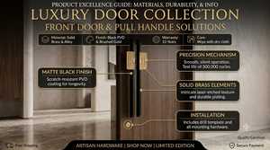 KELLTON Luxury Brass Square Pull <b>Handles</b> for <b>Kitchen</b> Cabinets Midcentury Modern Design Durable Eco-Friendly Artisan Collection - Product Image 3