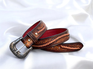 Ceintures en cuir véritable, style western, faites à la main, pour hommes et femmes, ensembles de ceintures en gros - Product Image 3