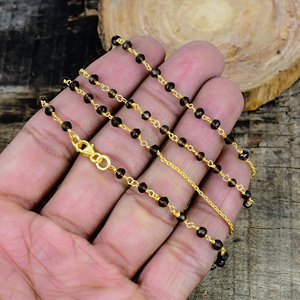 สร้อยคอประดับจี้ควอตซ์สโมคกี้ทรงกลมธรรมชาติ ชุบทอง 18k บนเงินแท้ 925 - Product Image 3
